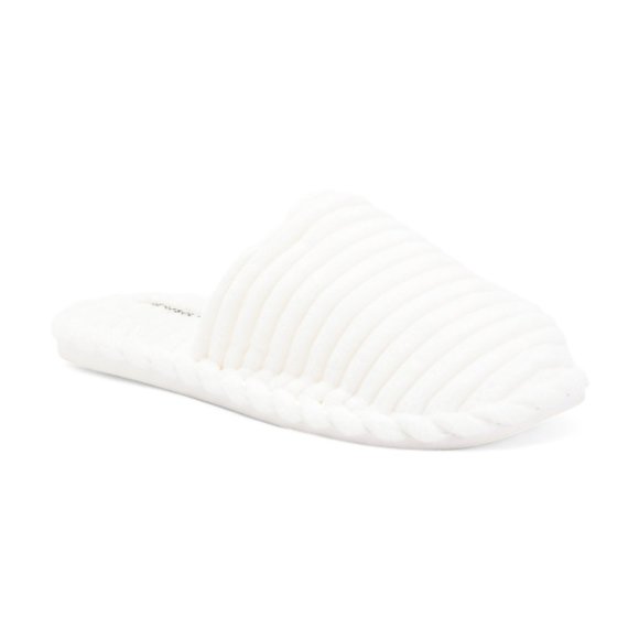 New AEROSOLES Ribbed Chenille Scuff Slippers White - Picture 1 of 1